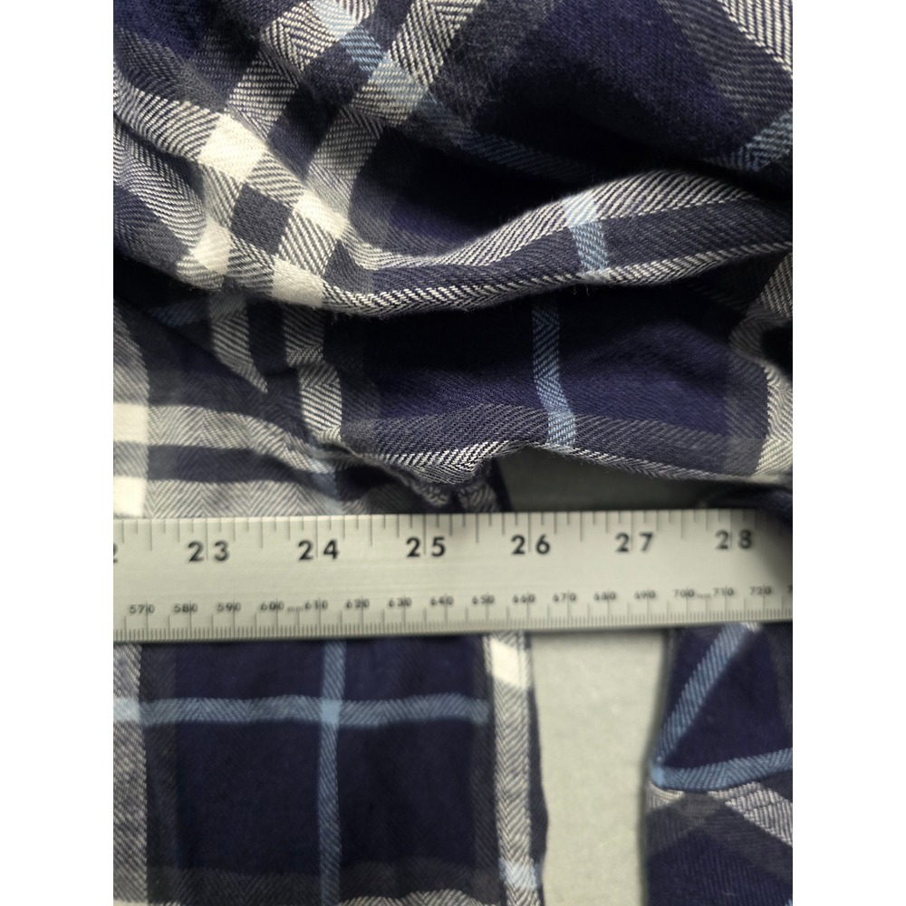 Womens Well Worm XXL Plaid Long Sleeve Button Up Shirt Navy White Casual Shirt - Picture 8 of 8